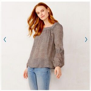 LC Lauren Conrad Shirred Peasant Top Size M